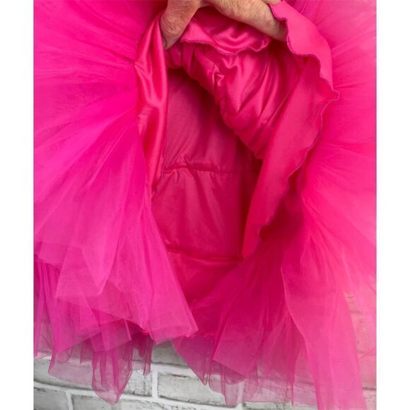 VICI Women's Hot Pink Strapless Tiered Tulle Mini Dress Size Small Barbie Core - Picture 10 of 12